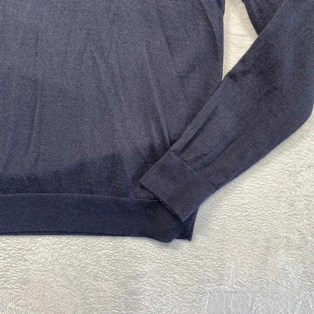 Banana Republic V-Neck Sweater Mens Large Navy Blue 100% Merino Wool Knit